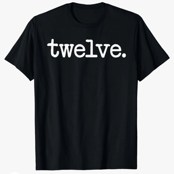 Black Polyester Cotton Classic Short Sleeve T-Shirt “Twelve Design” size M - Picture 1 of 10